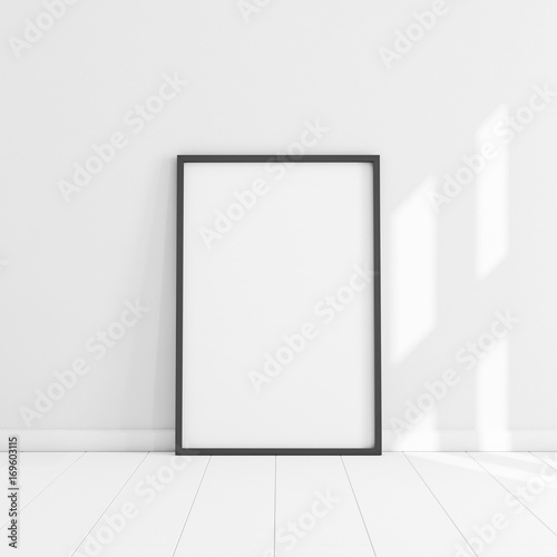 White poster with black frame mockup illustration