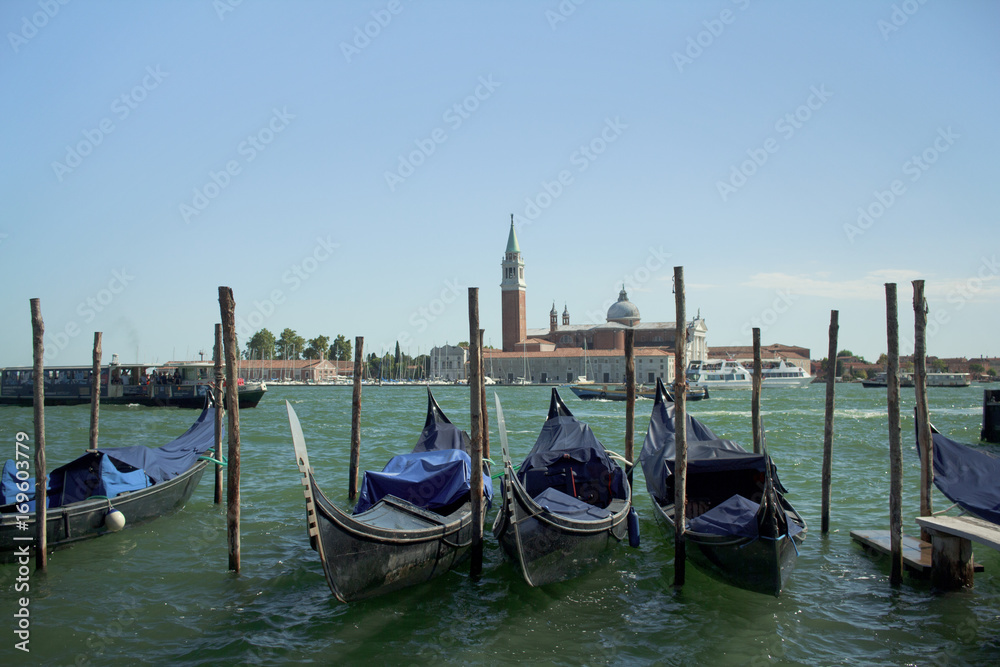 Some gondolas in Venice