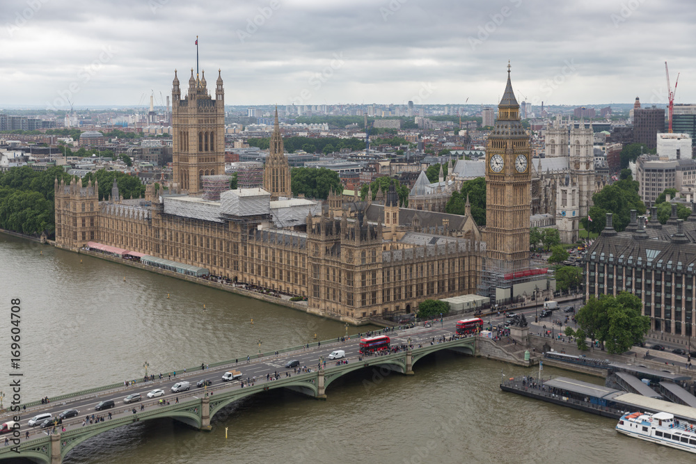 London Houses of Parliament seen from millennium wheel