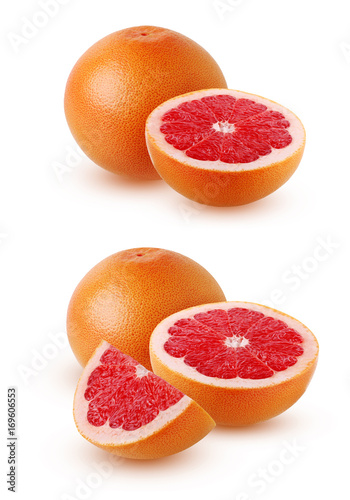 Pink grapefruit isolated on a white background.