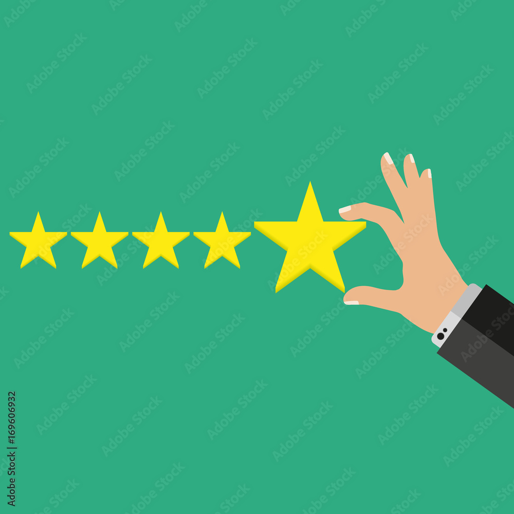 Vector of Hand giving five star rating Vector of Hand giving five star rating
