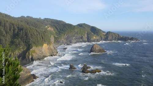 Late evening locked down view of the rocky coast in the Samuel H. Boardman State Scenic Corridor, southern Oregon coast.