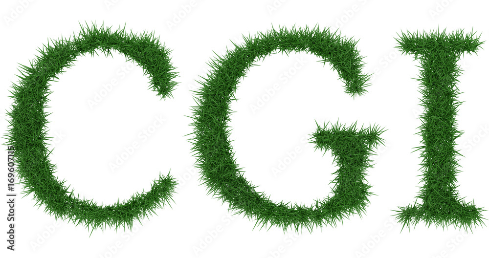 Cgi - 3D rendering fresh Grass letters isolated on whhite background. Cgi - 3D rendering fresh Grass letters isolated on whhite background.