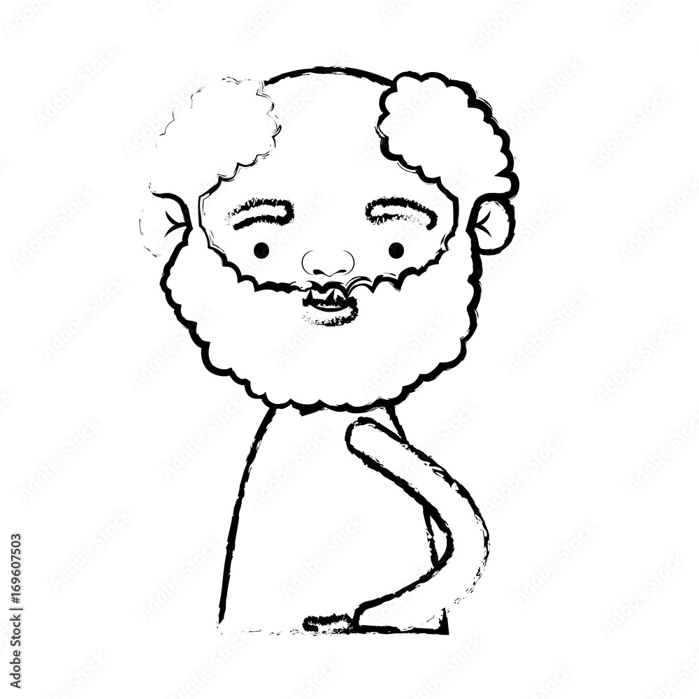 half body bearded elderly man in clothes with curly hair in blurred silhouette half body bearded elderly man in clothes with curly hair in blurred silhouette