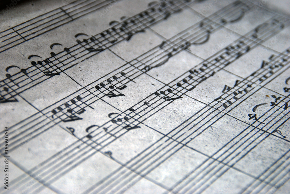 Sheet Music Background Musical Notes with selective focus Sheet Music Background Musical Notes with selective focus