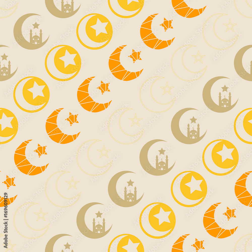 Seamless pattern with symbol of islam crescent moon for your design