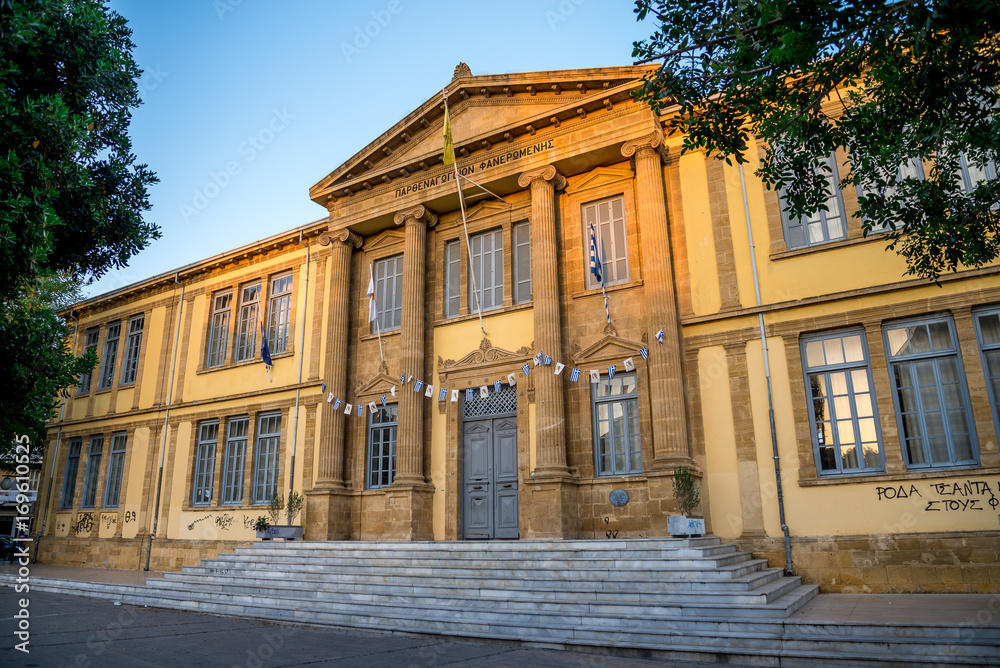 A facade of Faneromeni school in historical Nicosia city centre