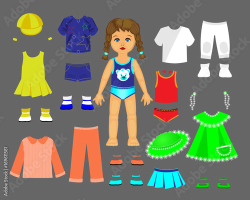 Paper doll clothes and set for play and creativity