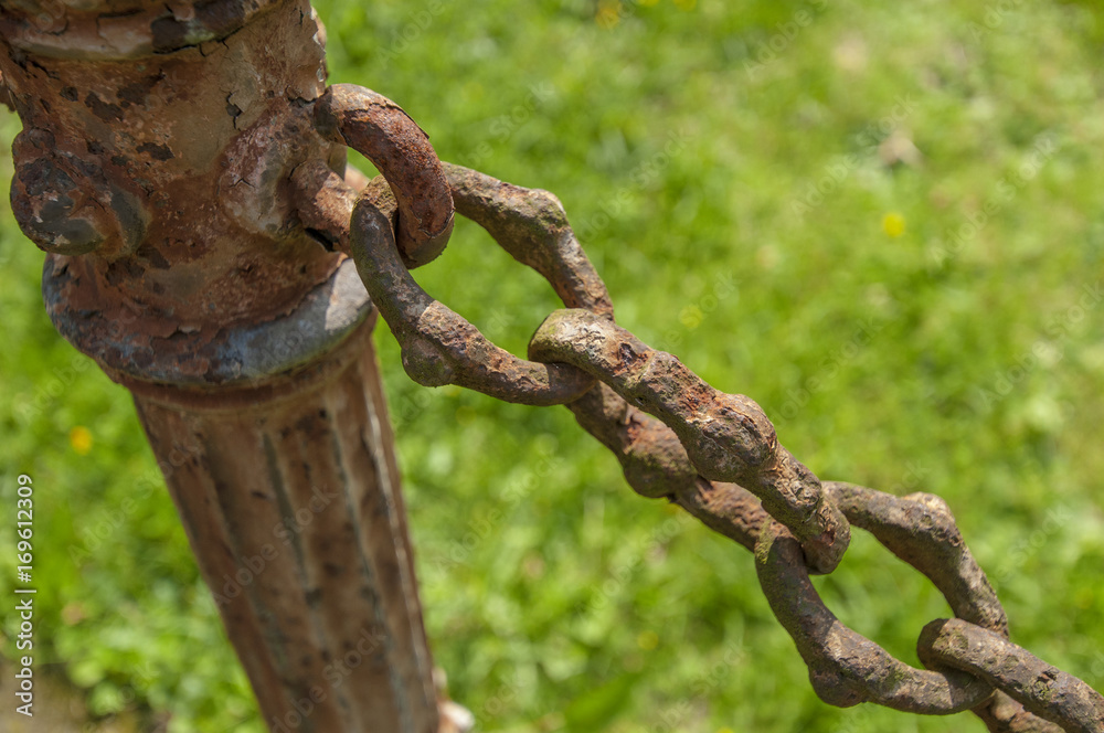 forged rusty chain and pole forged rusty chain and pole