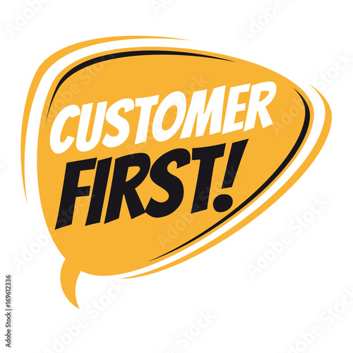 customer first retro speech bubble