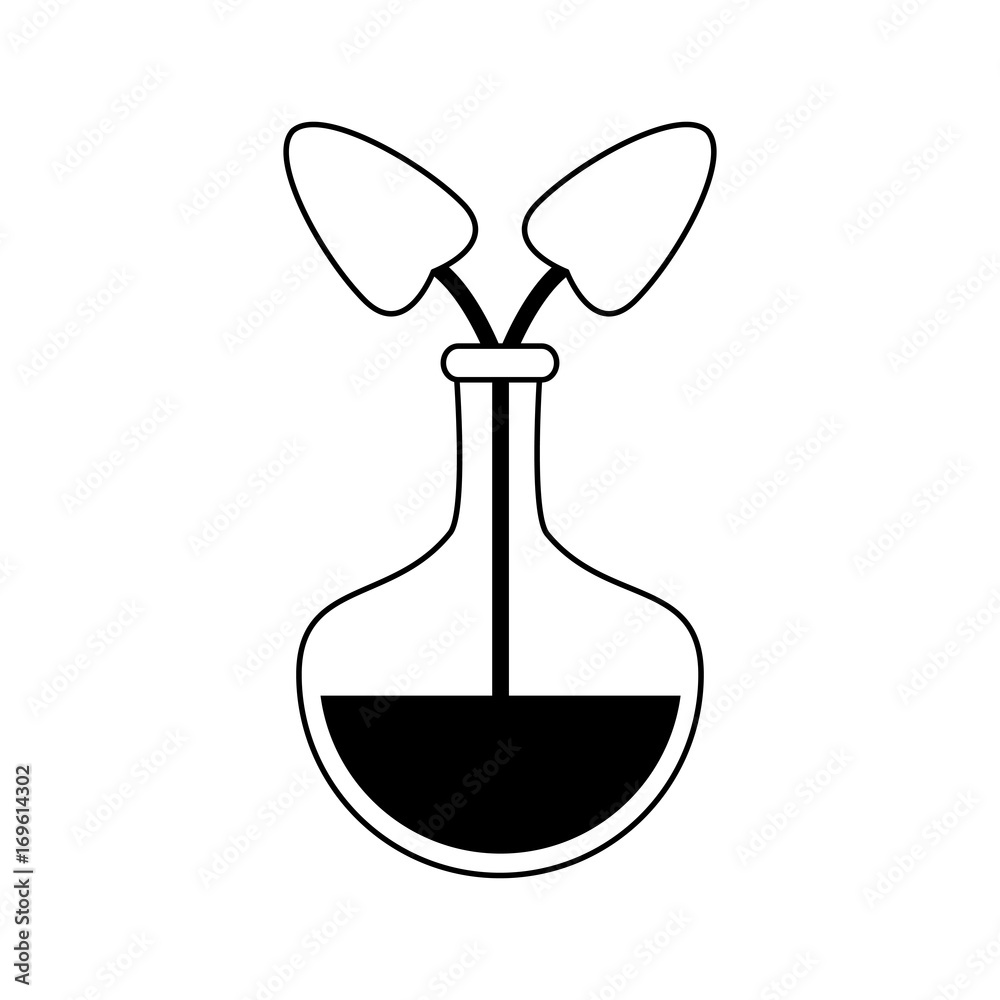 plant in round bottom flask icon image vector illustration design black and white plant in round bottom flask icon image vector illustration design black and white