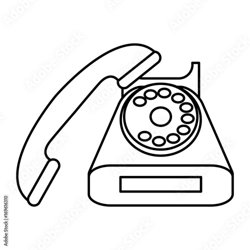 vintage rotary phone icon image vector illustration design  black line