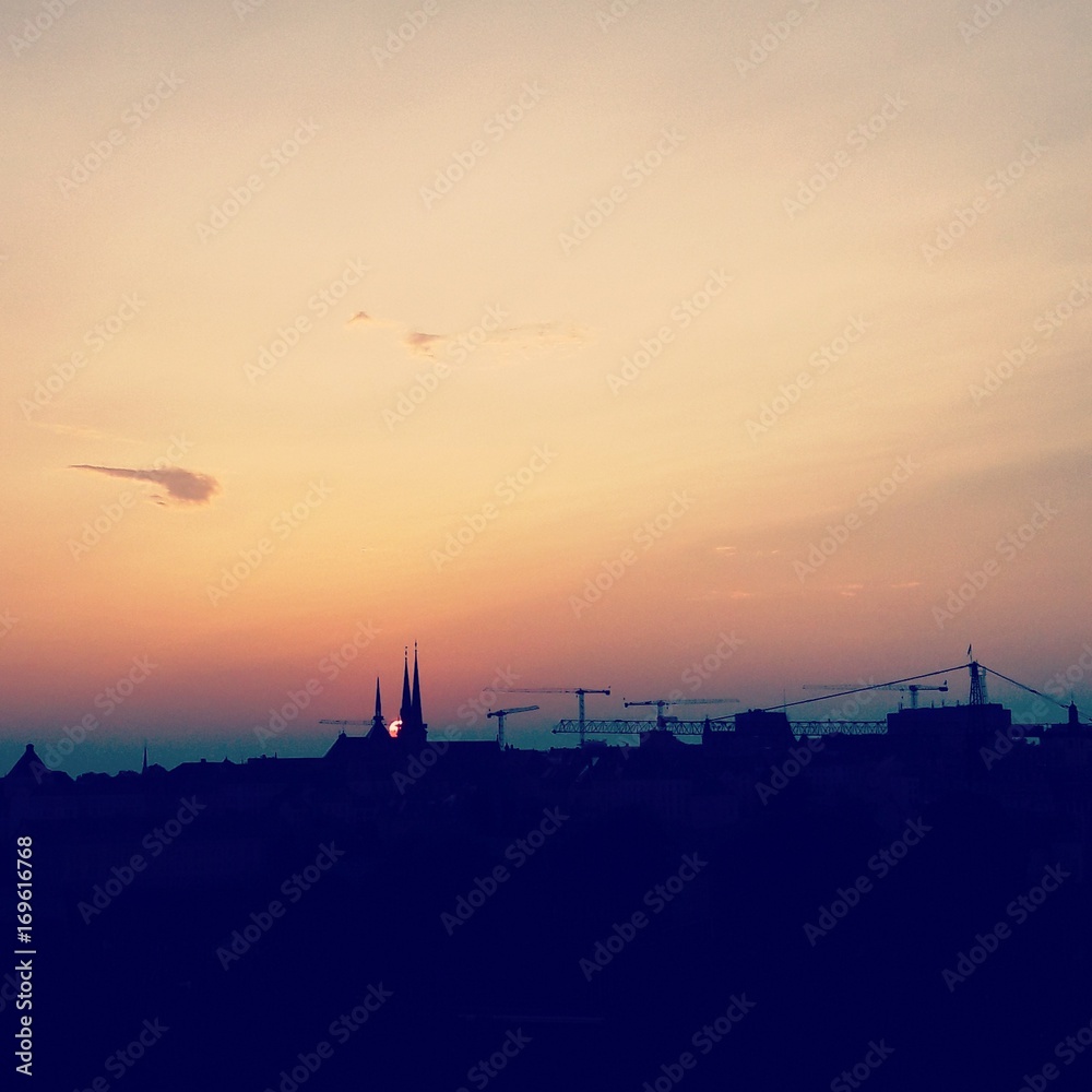 Luxembourg silhouette at sunset