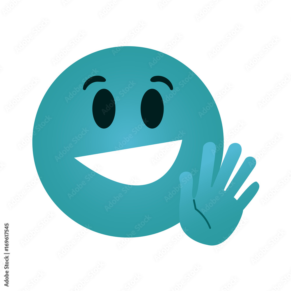 happy open hand hi bye emoji instant messaging icon image vector  illustration design Stock Vector
