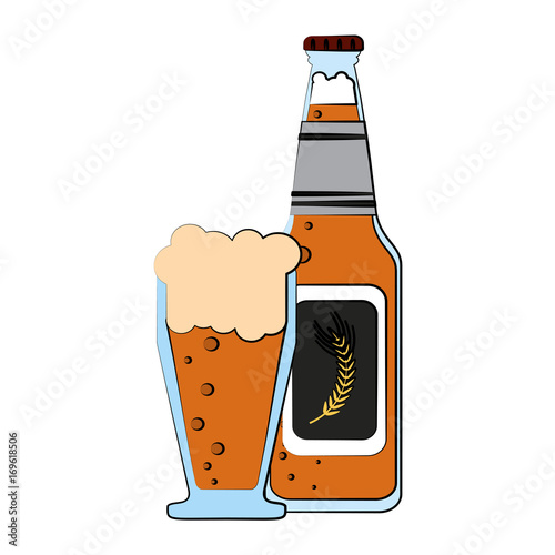 beer bottle and glass  icon image vector illustration design 