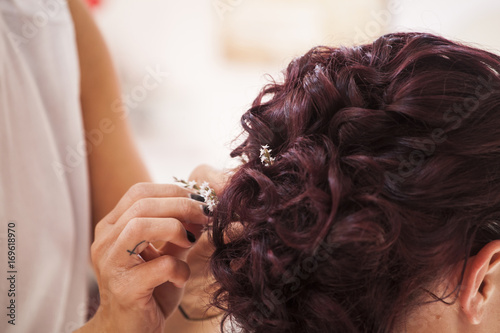 Bride at the hair stylist