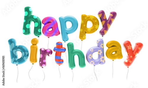 Feliz cumpleaños texto globo 3D