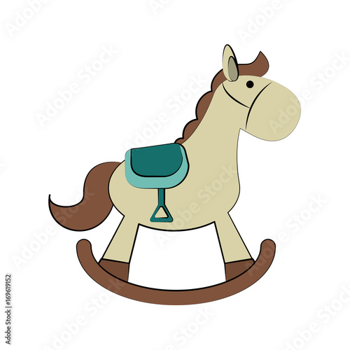 rocking wooden horse toy icon image vector illustration design 
