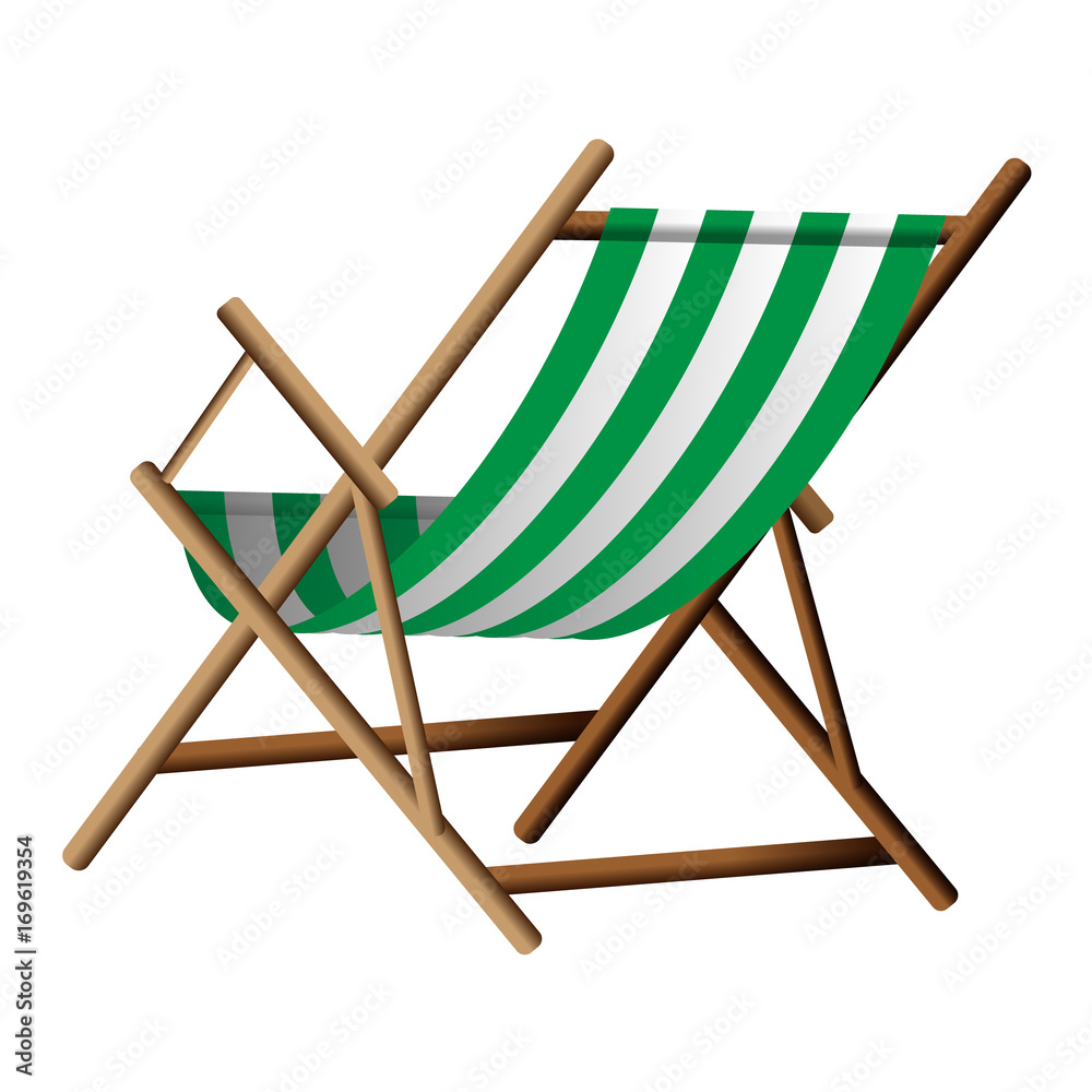 Vector  illustration of one green chaise lounge  on transparent background 