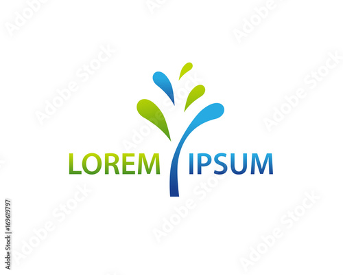 water and green logo, leaf and water drop illustration, icon design, isolated on white background.