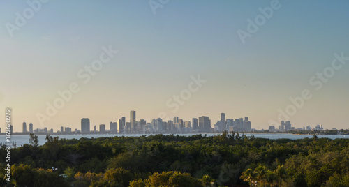 View from Key Biscayne to the skyline of Miami 