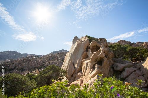 Landscape with yellow rocks on Sardinia, Italy