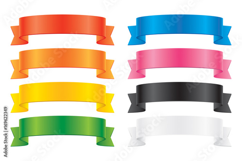 Set of colorful vector ribbons, isolated on white background. Glossy ribbons for yor greeting card design decoration. photo