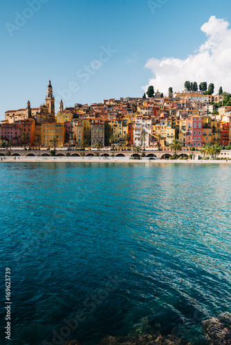 Landscape of city on turquoise water France