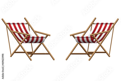 Vector  illustration of two red  chaise lounge  on transparent background 