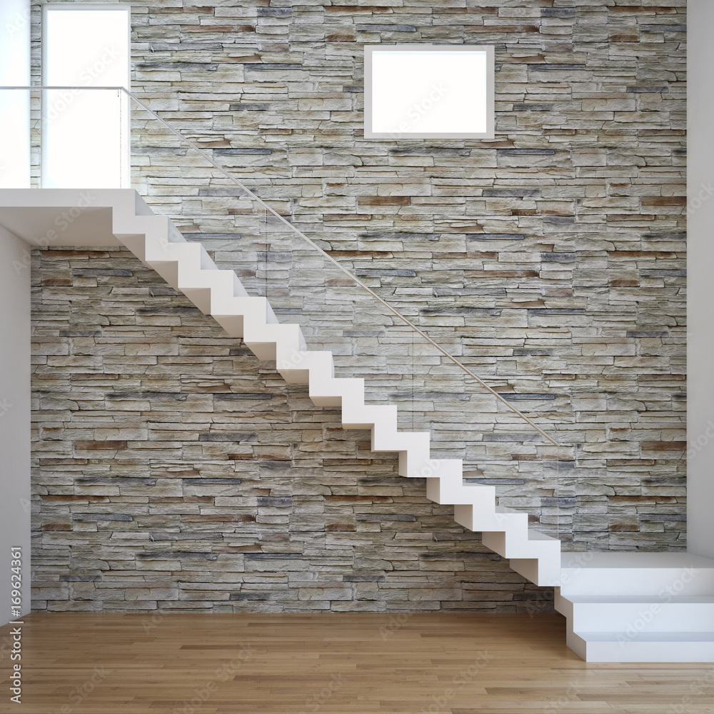 Modern bright living room, white wall. 3D rendering Modern bright living room, white wall. 3D rendering