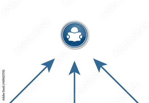 Pfeile zeigen auf Button - lesendes Männchen