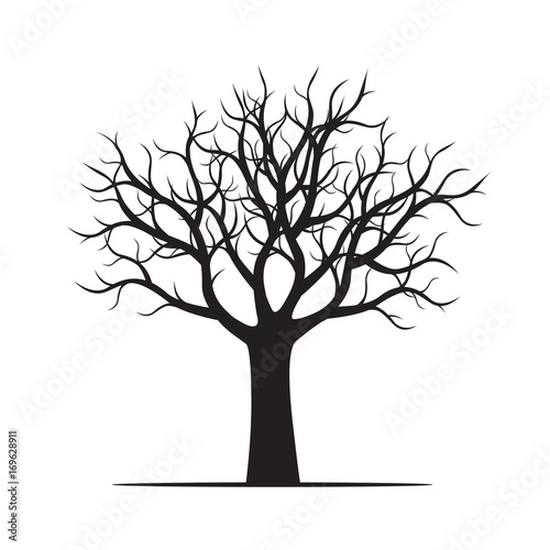 Big Black Tree Vector Illustration.