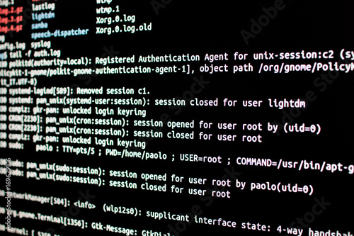 Analysis of authentication log files in an operating system. Ssh connection through a terminal to test intrusion in an operating system