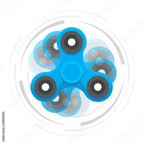 Hand blue spinner in motion