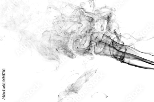 Abstract black smoke on white background,black ink ,black and white ,B&W