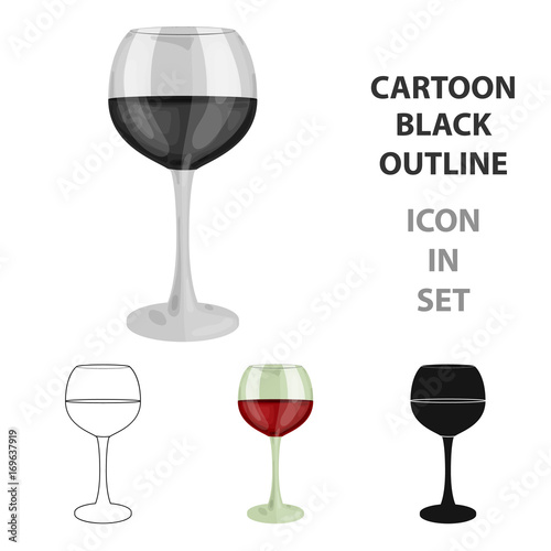 Glass of red wine icon in cartoon style isolated on white background. Wine production symbol stock vector illustration.