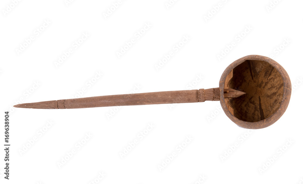 Ladle, dipper, scoop ,Old thai style retro coconutshell ladle isolated on white backgroud. Ladle, dipper, scoop ,Old thai style retro coconutshell ladle isolated on white backgroud.