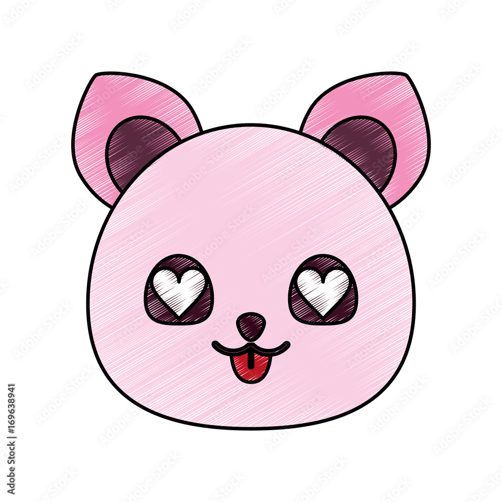 Colorful kawaii doodle bear head over white background vector illustration Colorful kawaii doodle bear head over white background vector illustration