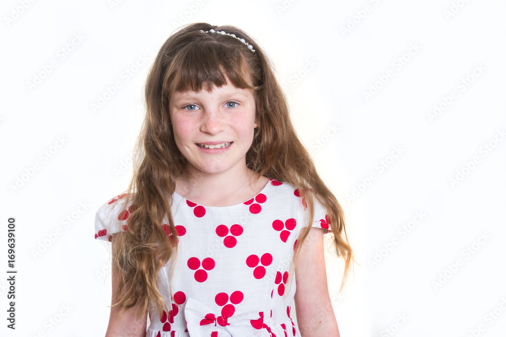 studio portrait of young happy smiling girl over white background studio portrait of young happy smiling girl over white background
