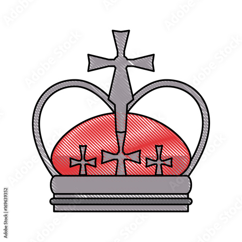 Colorful crown doodle over white background vector illustration