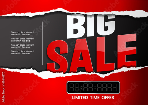 Big Sale limited time offer. Tear the price.vector illustration background.You can place relevant content in the area.
