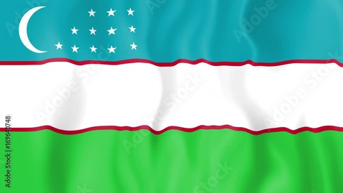 Animated flag of Uzbekistan in slow motion