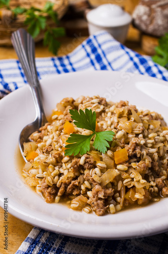Pearl barley with vegetables