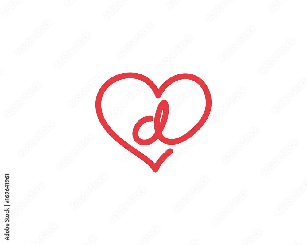Lowercase Letter d and Heart Logo 1 Stock Vector | Adobe Stock