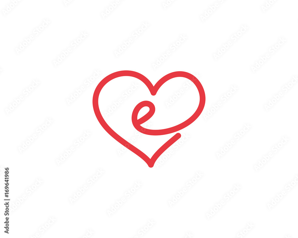 Lowercase Letter e and Heart Logo 1