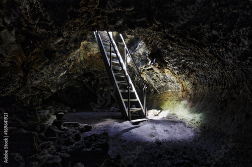 Sunlight in the Mushpot Cave in Lava Beds National Monument, California