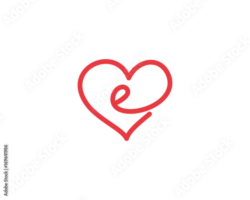 Lowercase Letter e and Heart Logo 1