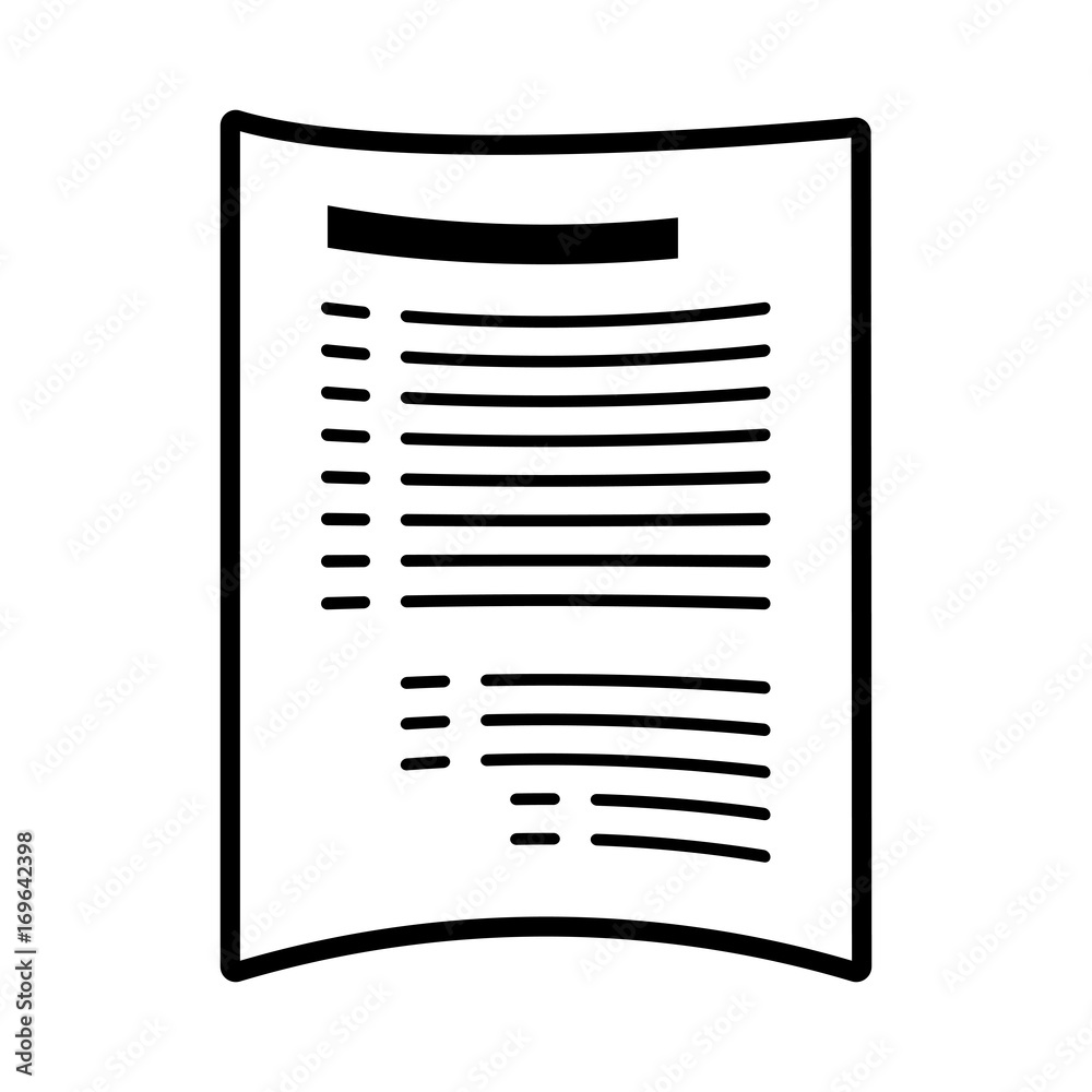 Black flat line document over white background vector illustration Black flat line document over white background vector illustration