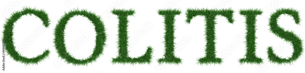 Colitis - 3D rendering fresh Grass letters isolated on whhite background. Colitis - 3D rendering fresh Grass letters isolated on whhite background.
