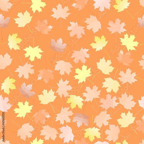 autumn leaves. vector seamless pattern. brown background